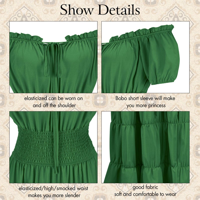 Zhitunemi Renaissance Costume Women Dress: Halloween Costumes Woman 2025 Renaissance Dresses - Halloween Party Theme Events Green 2XL - Image 5
